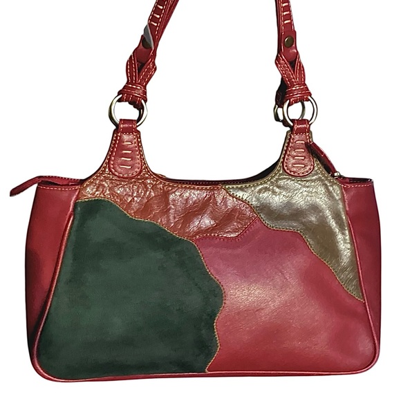 Isabella Fiore Leather Multicolored Handbag Floral Design Shoulder Bag - Picture 7 of 16